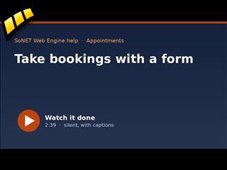 The Appointments field; how visitors book; where bookings arrive. Step-by-step article with pictures: https://help.intergine.com/p/Help-Take-Bookings