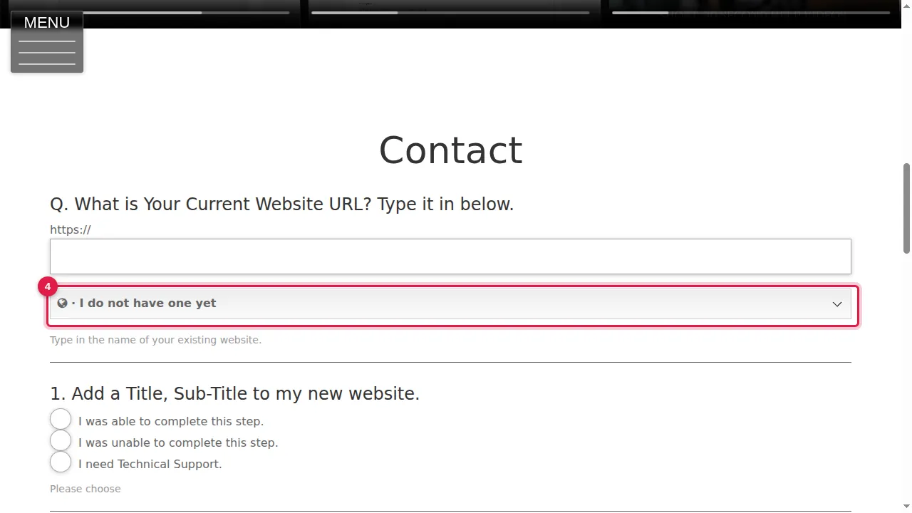 Step 4: If you do not have a website yet, click "I do not have one yet".