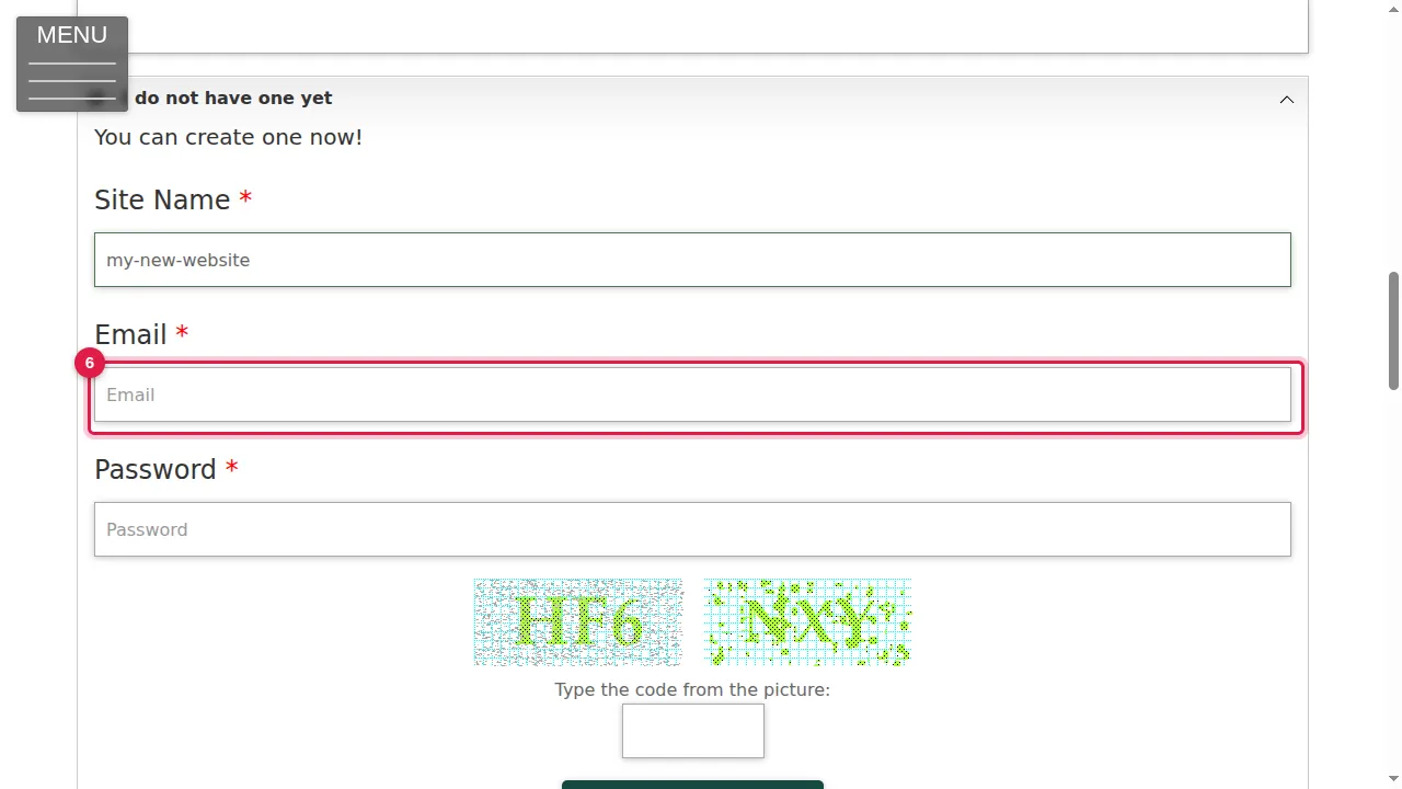 Step 6: Type your e-mail address.