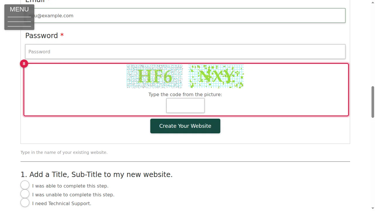 Step 8: Type the code you see in the picture.