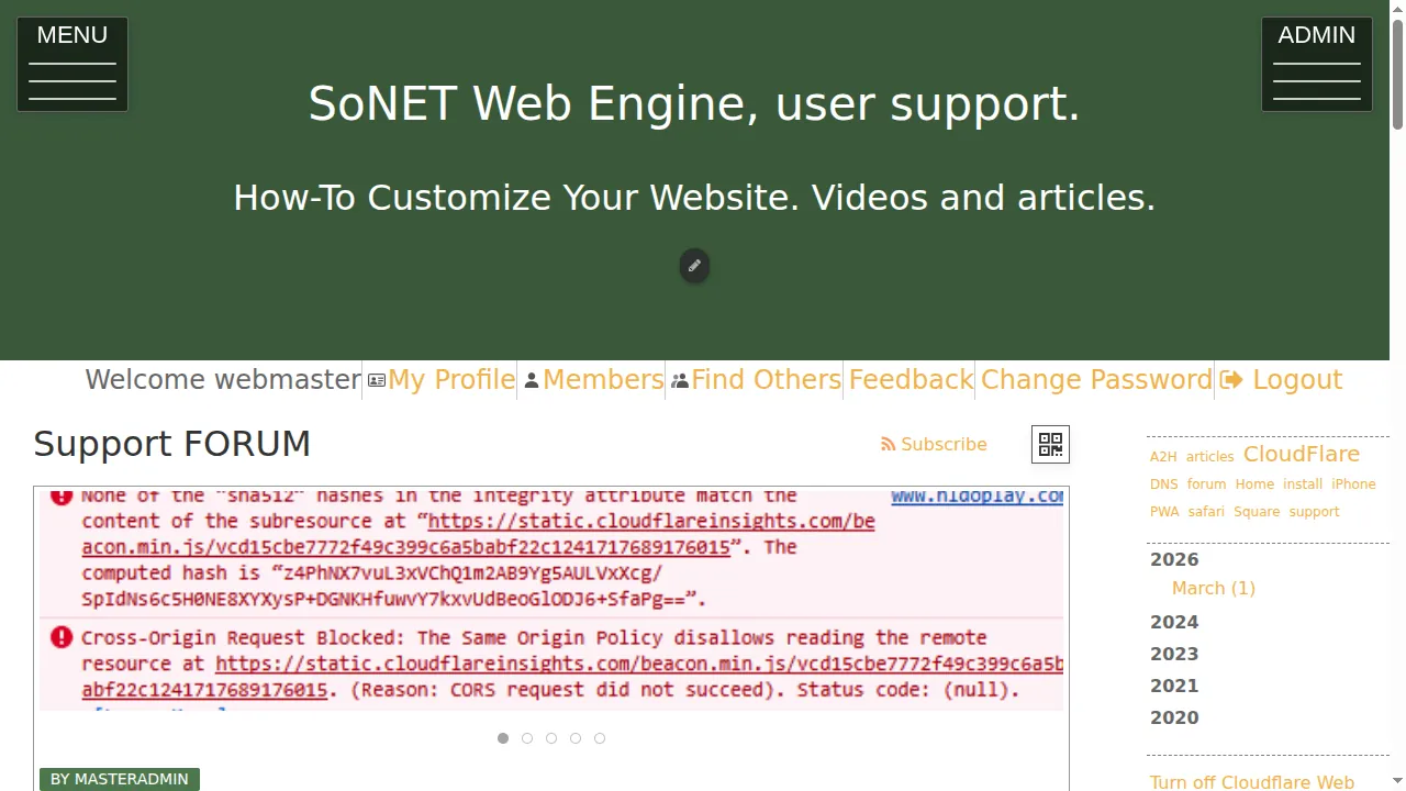 Step 7: Open any other page, for example your forum or blog.