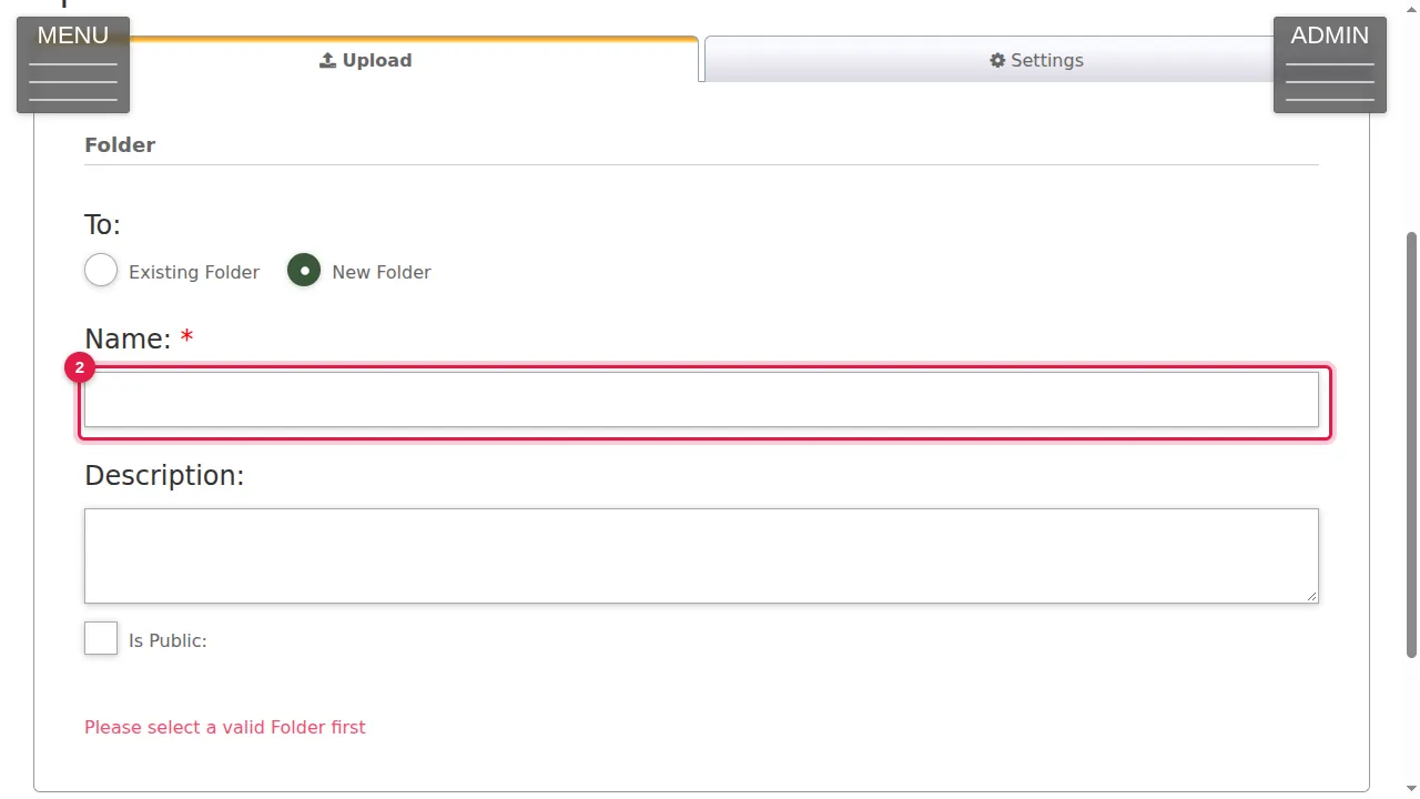 Step 2: For a new folder, type its name.