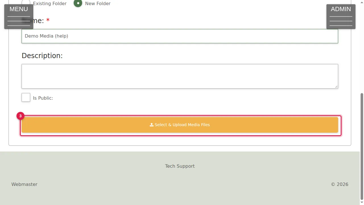Step 3: Click Select & Upload Media Files and choose your video and audio files (several at once is fine).