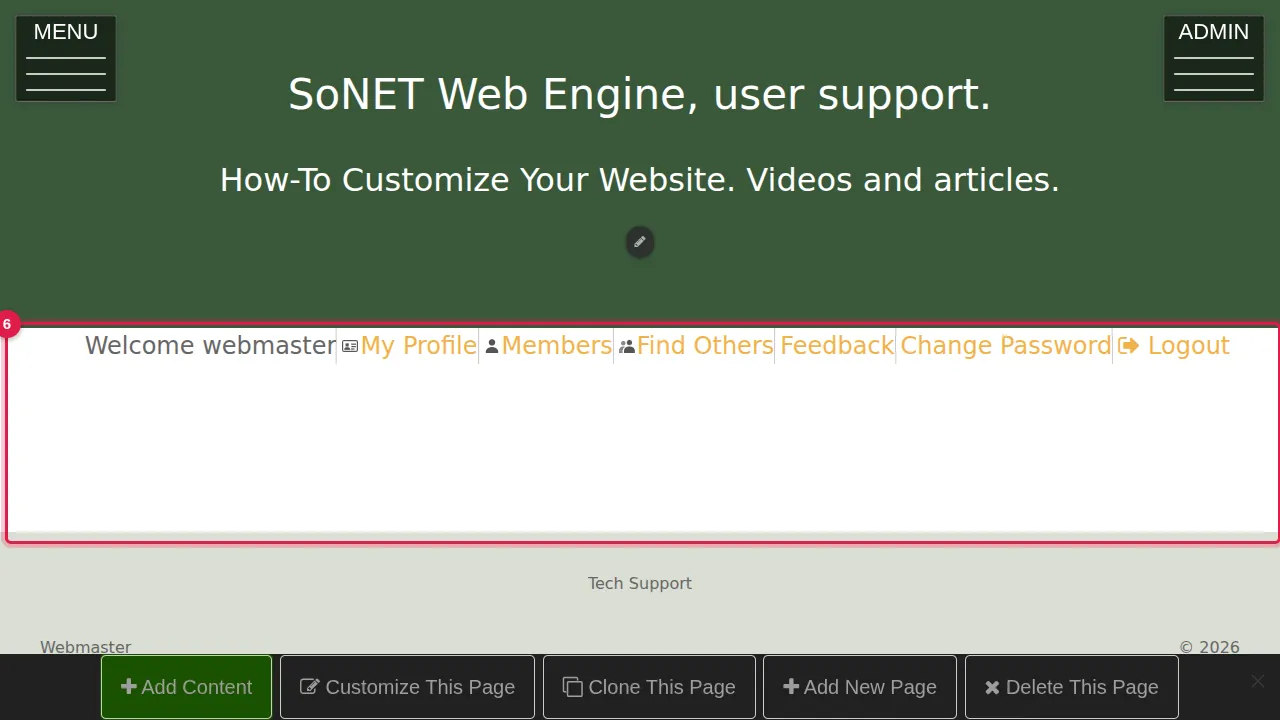 Step 6: Your new, empty page opens. Add content to it with Add Content or Customize This Page.