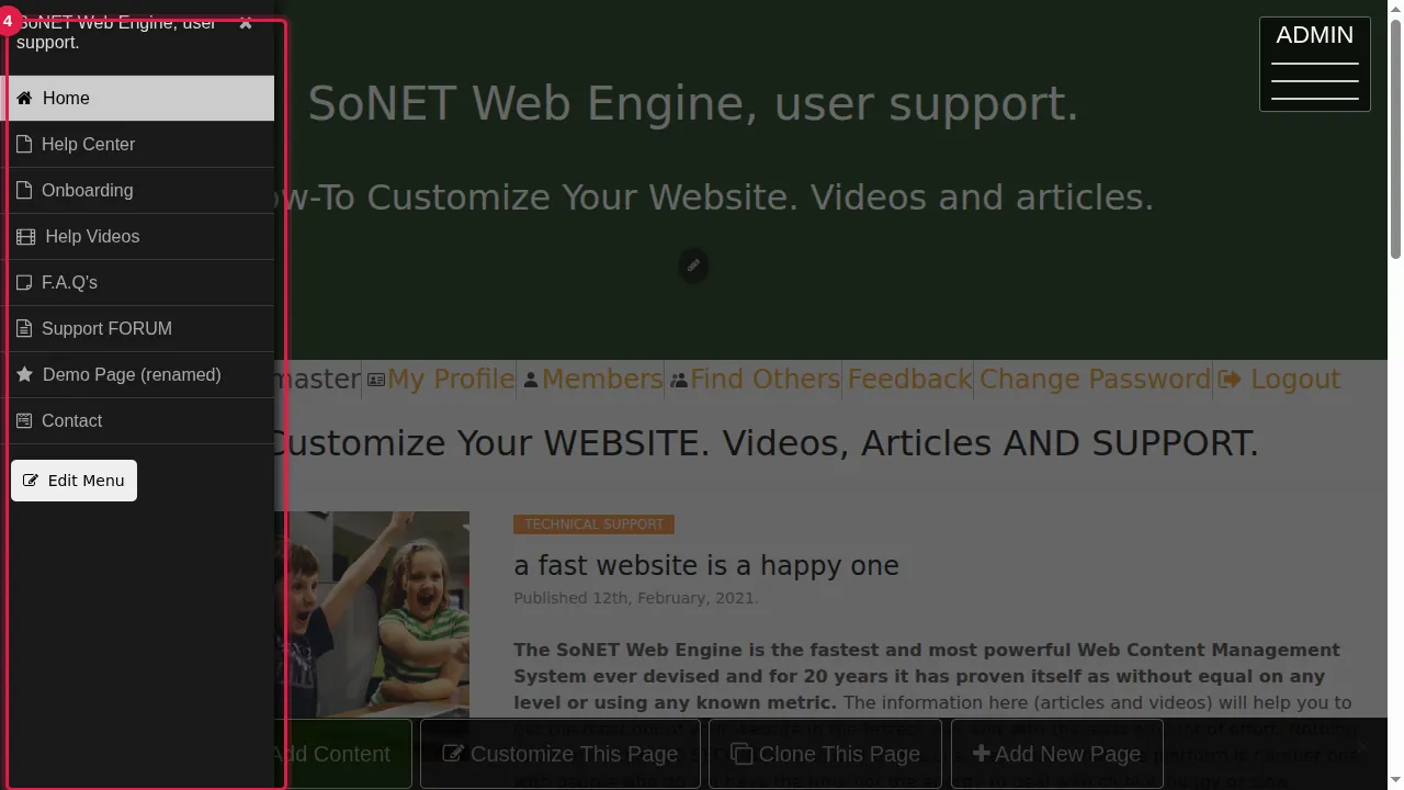 Step 4: The deleted page (here "Demo Page Copy") is no longer listed. The other pages are unchanged.