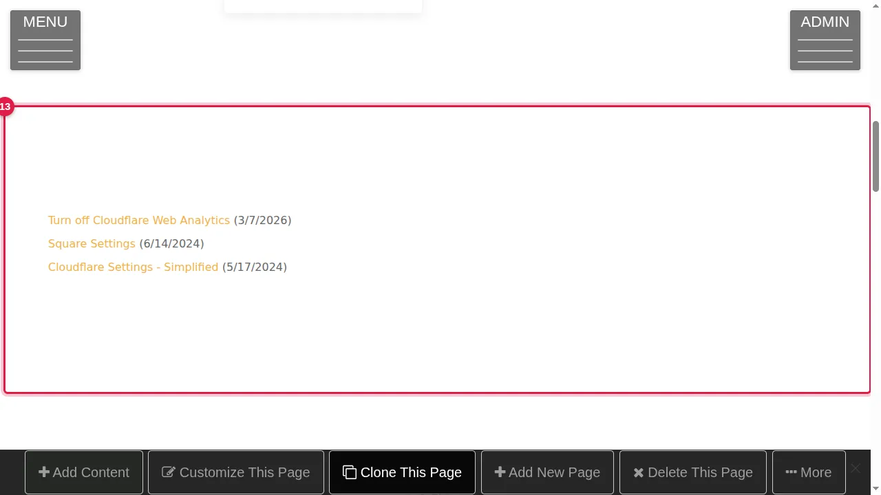 Step 13: Latest Blog Posts as a list: each title links to its post, with its date.