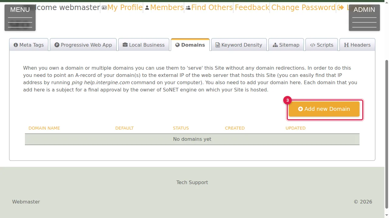 Step 3: Then click Add new Domain.