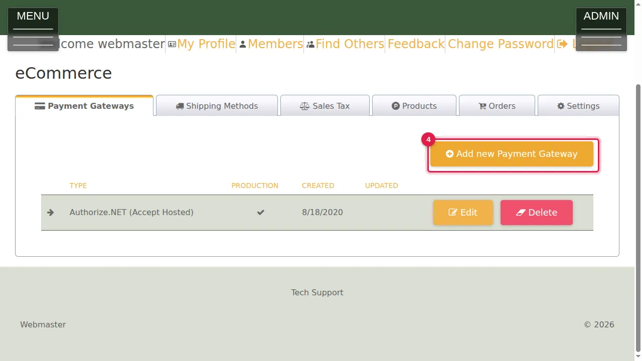 Step 4: Click Add new Payment Gateway.