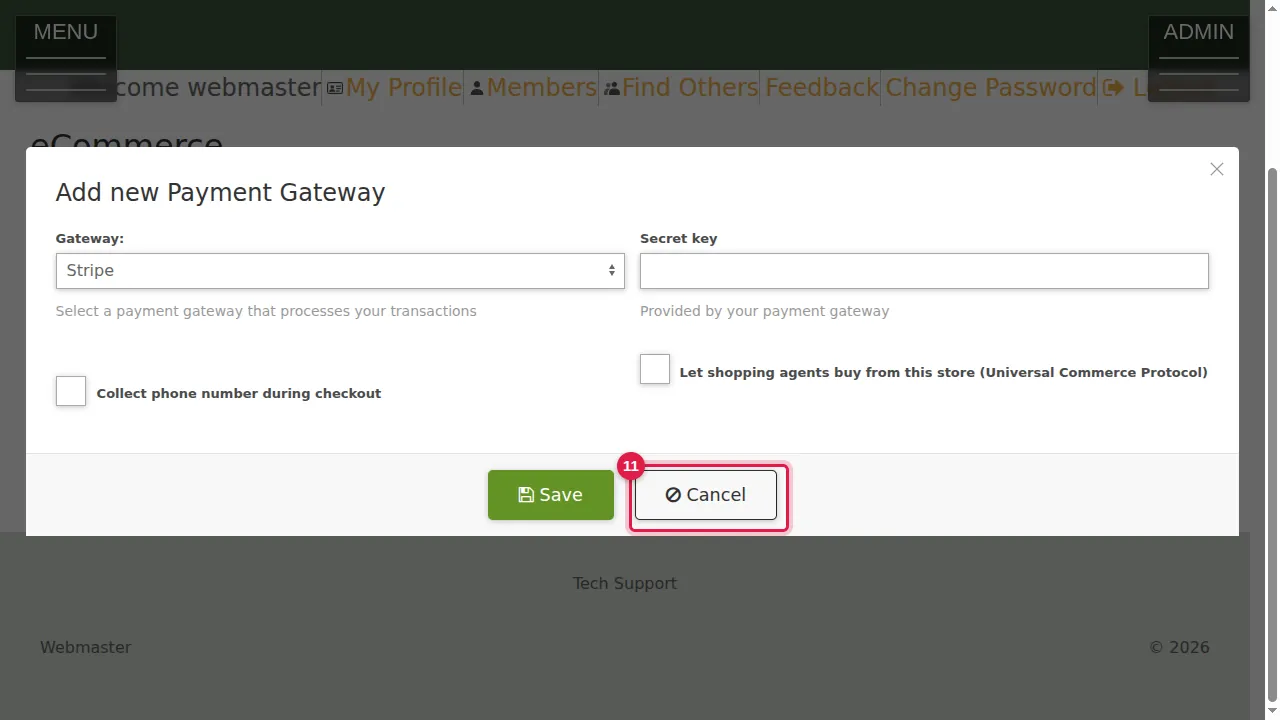 Step 11: Paste your keys and click Save. (In this demonstration: Cancel, nothing was saved.)