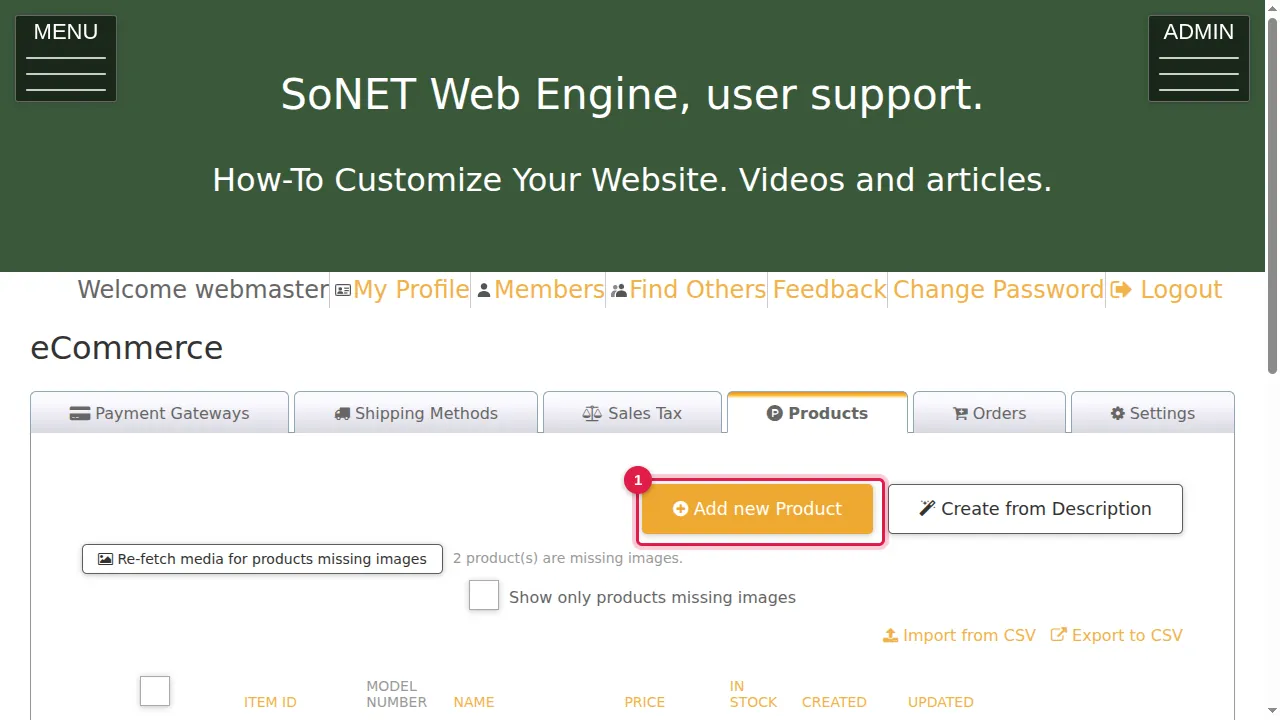 Step 1: Click Add new Product.